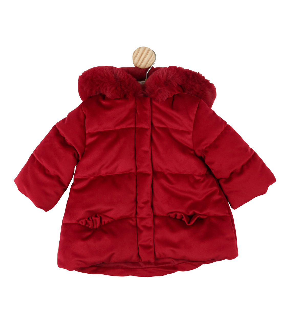 Red Velvet Hooded Coat by Mintini Baby BS21BM01 - Babble Store